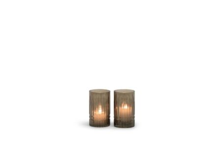 Kaarsenhouder handgeslepen  Ø7x12,5cm - glas - light smoke