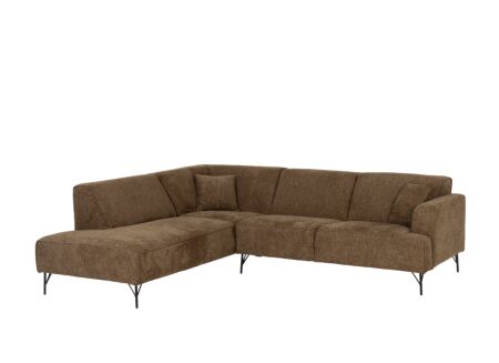 Hoeksalon Pura 254x223cm - stof - bruin