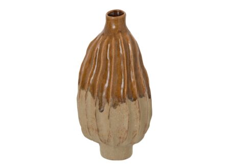 Vaas Alpha H37,5cm - porselein - bruin & mosgroen