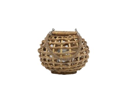 Windlicht H22cm - water hyacint - naturel