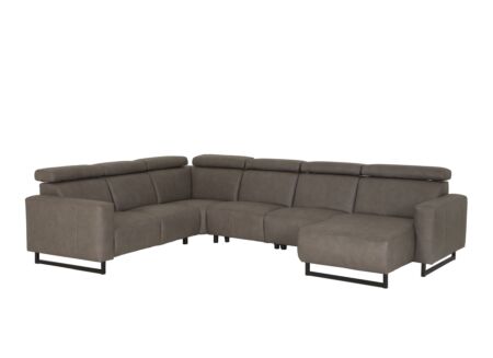 Hoeksalon Rigole 348x256cm - stof - donkergrijs met relax