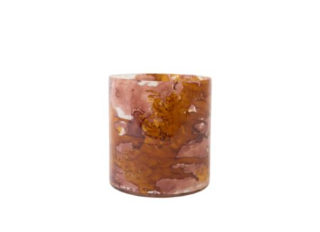 Theelichthouder Dalino H16cm - glas - donkerroze