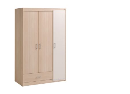 Kleerkast Charly 112cm - decor - acacia/wit