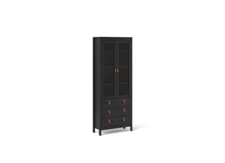 Vitrinekast Madrid 78cm - decor - zwart mat