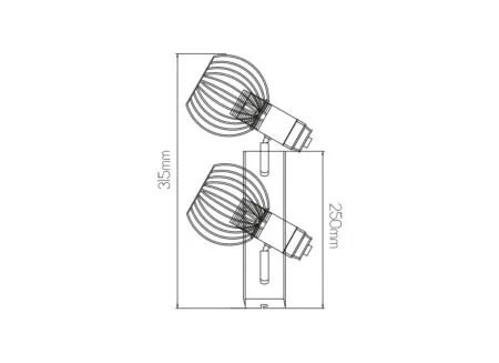 Afmetingen - Wandlamp zwart 2x40W E14