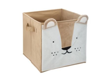 Opbergbox Leeuw 29x29x29cm - polyestervezel & papier - bruin
