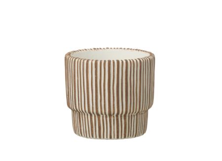 Bloempot Rond H13cm - cement - wit & donkerbruin