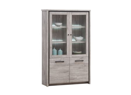 Vitrinekast Elias 115cm - decor - grijze eik