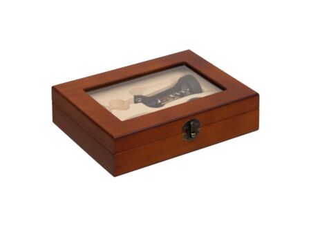 Sommelierkoffer Cave 4-delig 22,3x15,7x6,3cm - hout - bruin