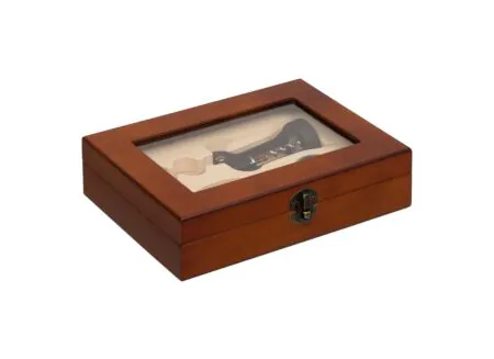 Hoofdfoto - Sommelierkoffer Cave 4-delig 22,3x15,7x6,3cm - hout - bruin