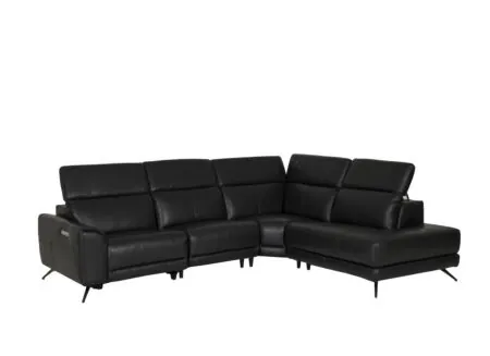 Canapé d'angle Billy 305x243cm - cuir - noir avec relax