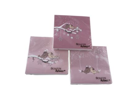 Serviette Winterly 17x17cm roze 20 stuks