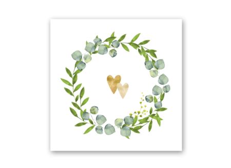 Serviette Two Hearts 25x25cm groen 20 stuks