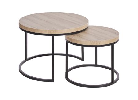 Bijzettafel SL2303  Ø76xH45,5cm/Ø56xH38,5cm - decor & metaal -  french oak