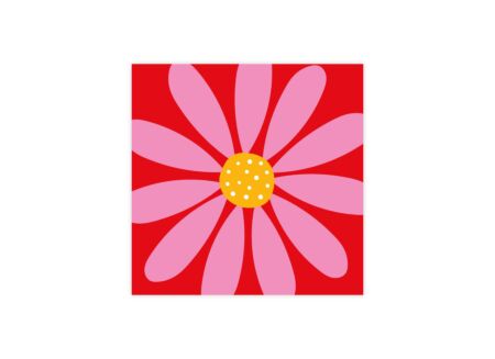 Serviette Happy Flower Red 25x25cm - papier - rood & roze - 20 stuks