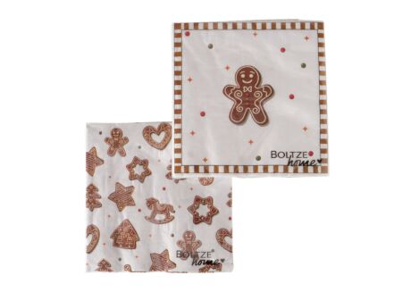 Serviette Kerst Ginger 16x16cm meerkleurig, 20 stuks