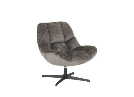 Draaifauteuil Iota 76x81x84cm - chenille - donkergrijs