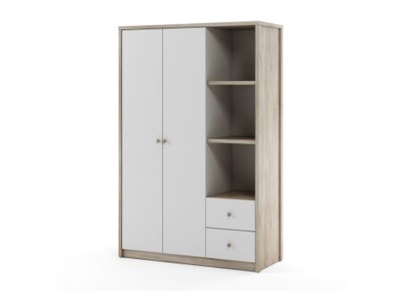 Kleerkast Evora 135cm - decor - ivory oak & wit