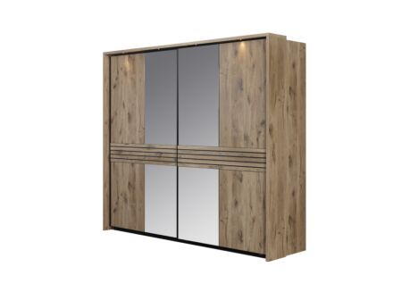 Schuifdeurkast Tanya 251cm - decor - canyon oak/zwart