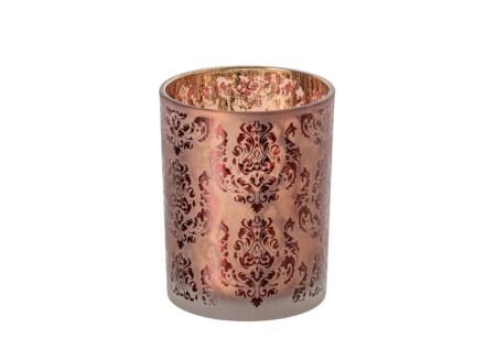 Theelichthouder Bloemen H12,5cm - glas - rood