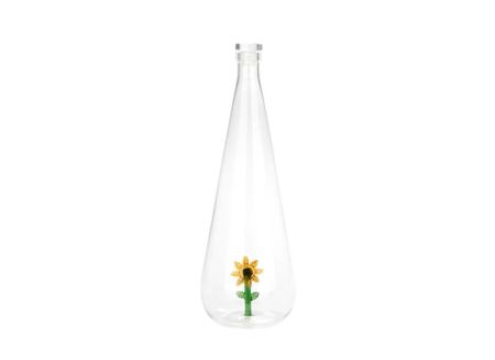 Waterfles Botanical Sunflower 1L - glas - geel