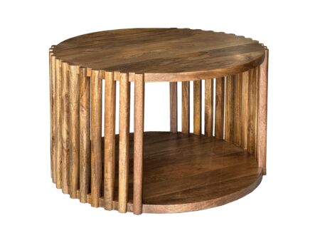 Salontafel Solara hout massief rond met opbergruimte