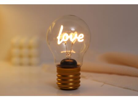 Tafellamp Bulb Shaped Light Love - glas & metaal - goud