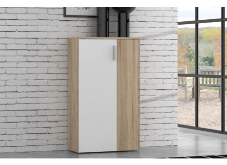 Schoenenkast Boots 69x34x120cm - meubelplaat - eik/wit