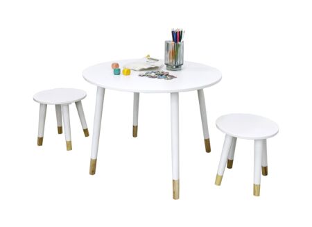 Kinderset tafel & 2 stoelen - MDF & hout - wit