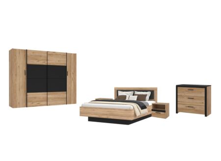 Slaapkamer Dalate met bed 160x200cm met opbergruimte - kleerkast 270cm - ladekast 101cm