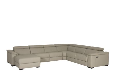 Hoeksalon Walk 380x303cm - leder - grijs met relax