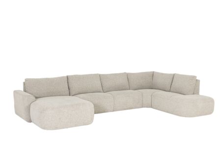 Hoeksalon Malco 399x235cm - stof - taupe met relax