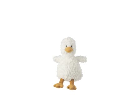 Knuffel Eend H22cm - polyester - wit & geel