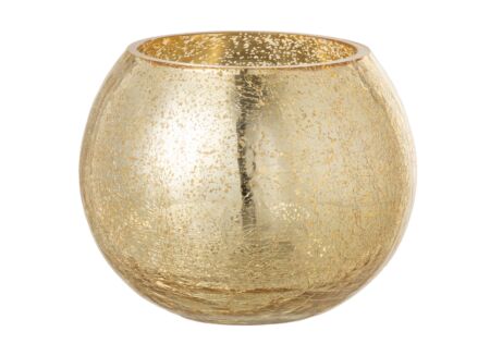 Windlicht Bol craquele effect H12cm - glas - goud