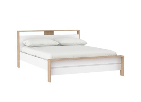 Bed Next 160x200cm - melamine - glanzend wit & jackson hickory