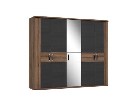 Kleerkast Dolce 250cm - decor - mud oak/black oak