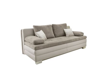 Zetelbed Lincoln 2 persoons stof lederlook taupe beige