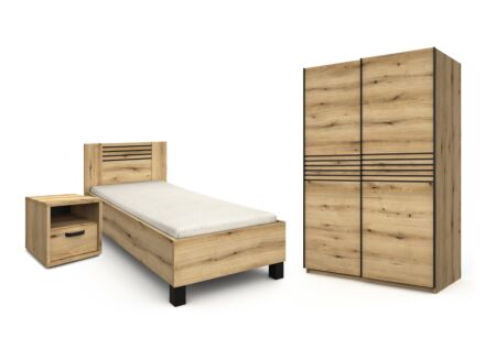 Kinderkamer Kato met bed 90x200cm - melamine - kleerkast 150cm