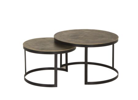 Salontafel Brass metaal rond set van 2