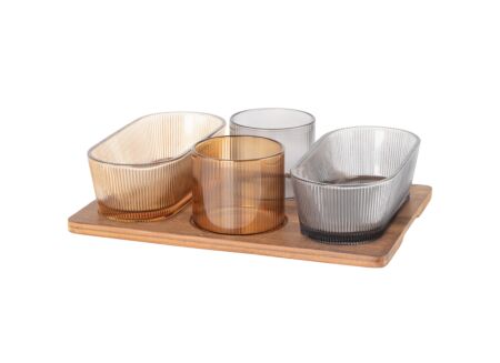 Serveerplank Soluna 25x17,8x7cm - acacia & glas - bruin & grijs