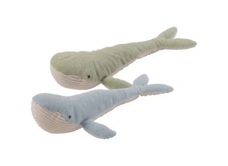 Knuffel Walvis H13cm - polyester - blauw & munt