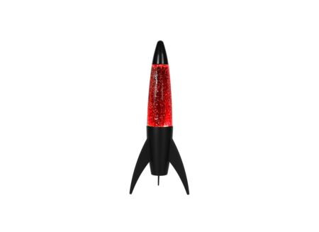 Lavalamp Rocket Glitter - glas & metaal - rood/zwart