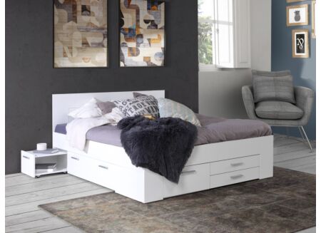 Bed Udine 160x200cm met opbergruimte - meubelplaat - wit