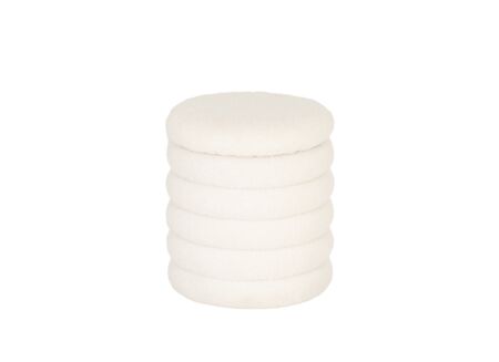 Poef Opio met opbergruimte Ø38cm - bouclé - wit