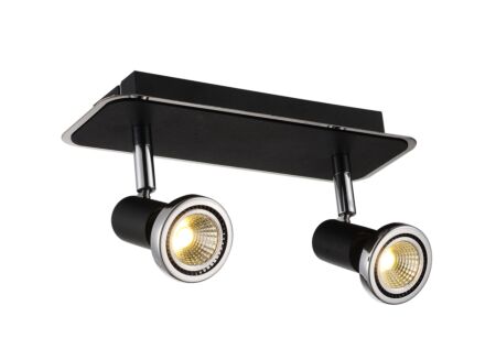 LED spot met 2 spots 5W GU10 chroom zwart