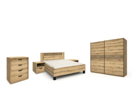 Slaapkamer Kato met bed 180x200cm - melamine - kleerkast 250cm