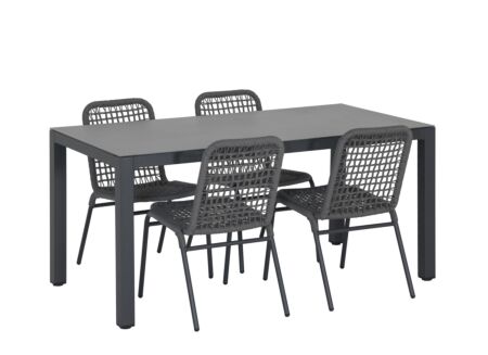 Tuinset Breeze 160x80cm met 4 tuinstoelen Hopi