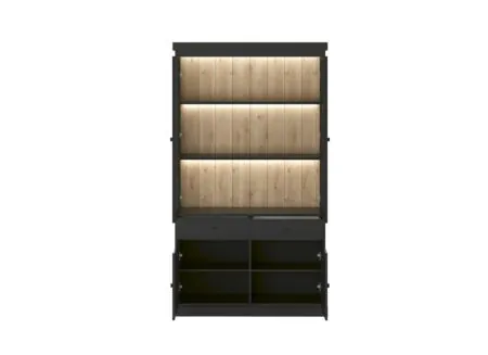 Vitrine Valencia 124cm - mélamine - chêne noir
