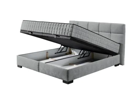 Aperçu - Lit box Nagol A 180x200cm - tissu - anthracite avec rangement