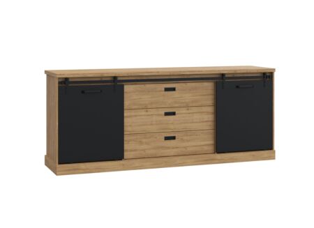 Dressoir Kaszimiro 213cm - meubelplaat - waterford eik/zwart